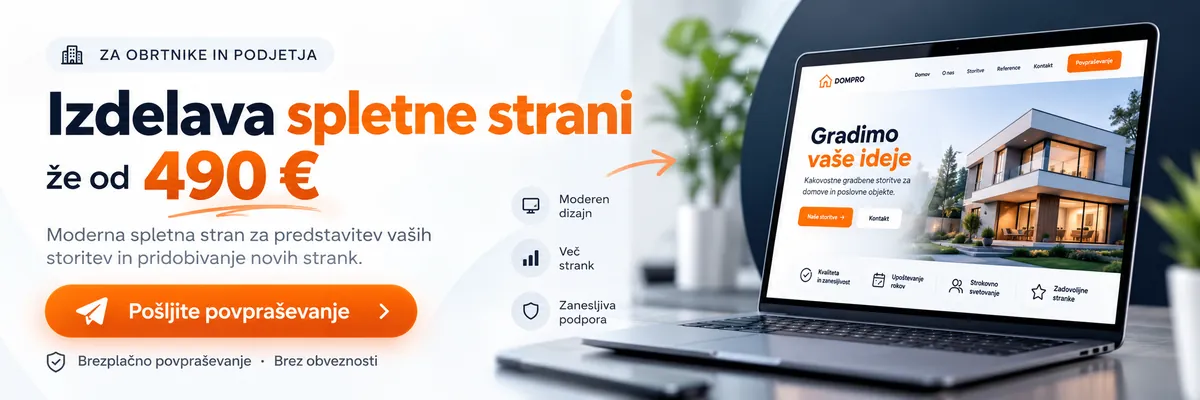 Oglas: izdelava spletne strani za obrtnike in podjetja že od 490 € – kliknite za povpraševanje